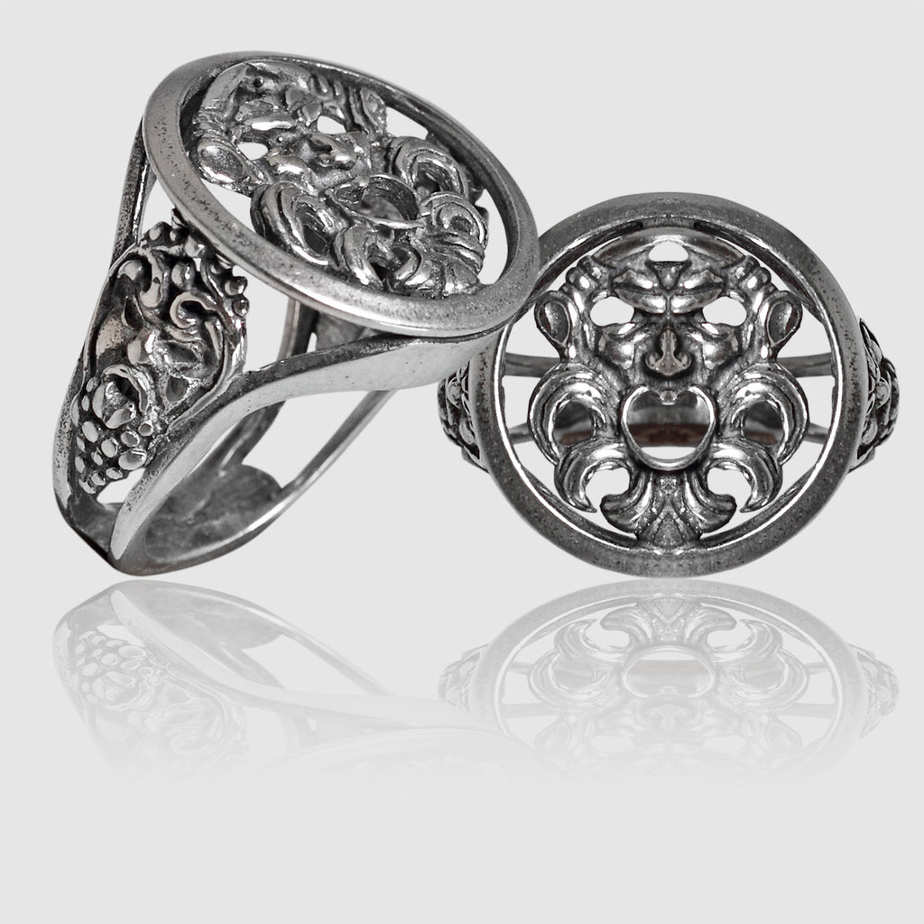 Anello Teschio Maschera Antigas Oceania Legends – Argento Sterling 925, Fatto A Mano In Inghilterra