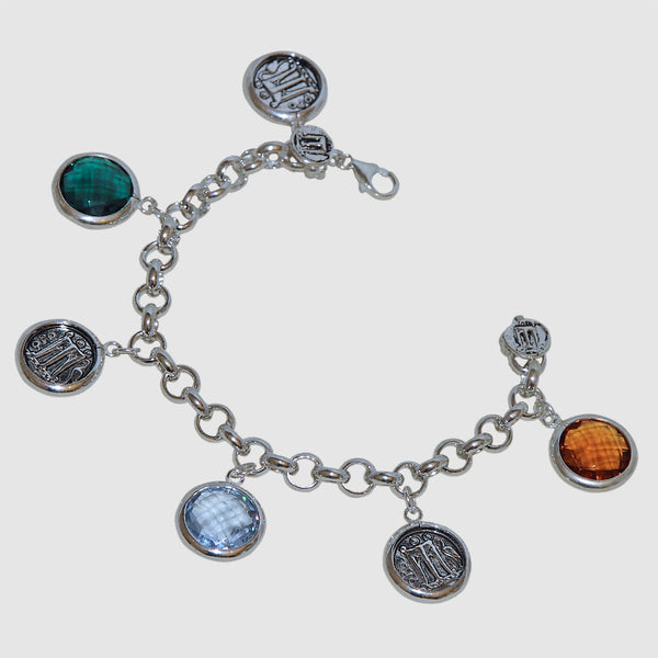 Bracciale con pietre colorate e Moneta Statere in Argento 925/000