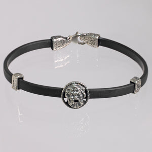 Bracciale Maschera Apotropaica in Argento 925/000 e Cauciù.