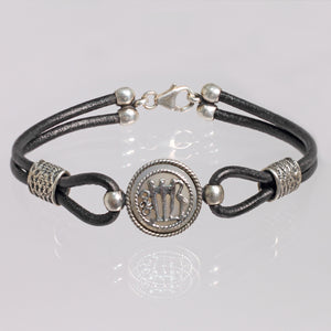 Bracciale Moneta in Argento 925/000 e Cuoio.