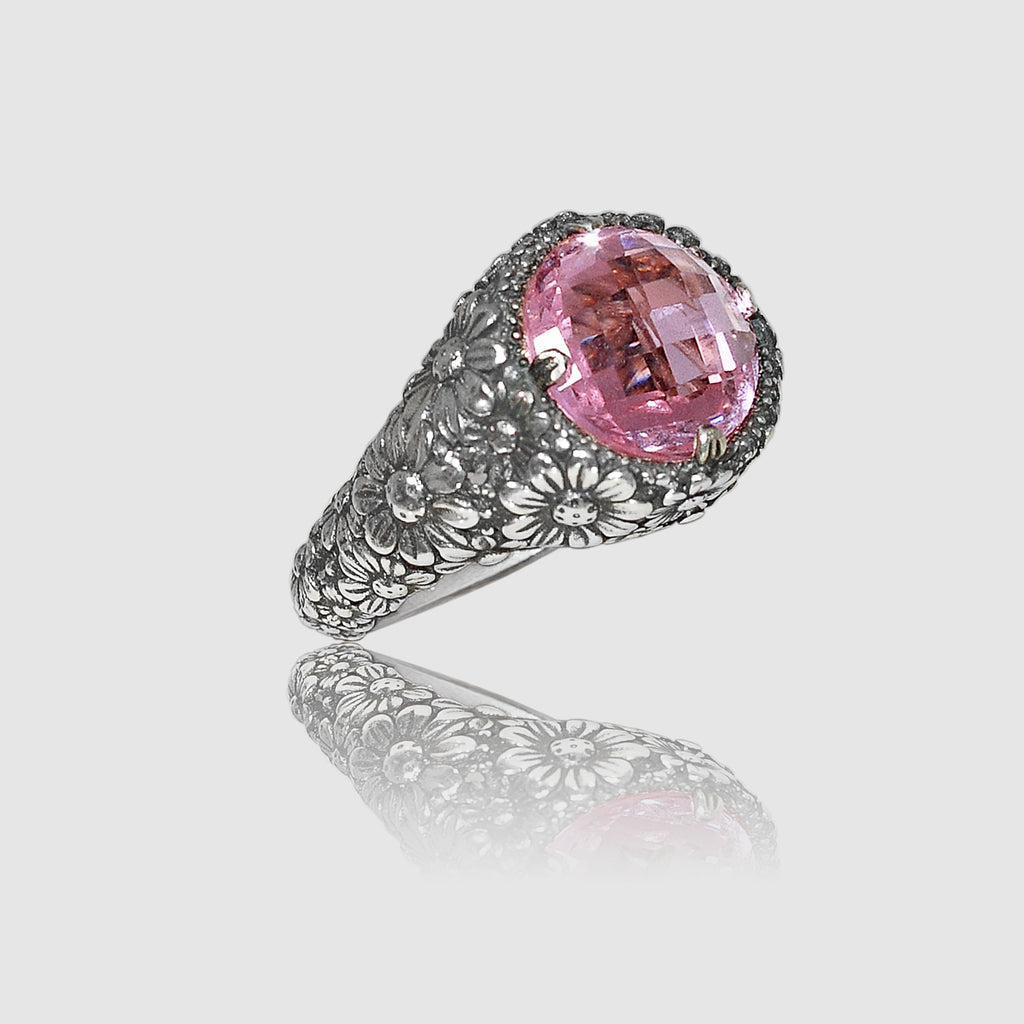 Anello Margherite in Argento 925/000 e Quarzo Idrotermale.