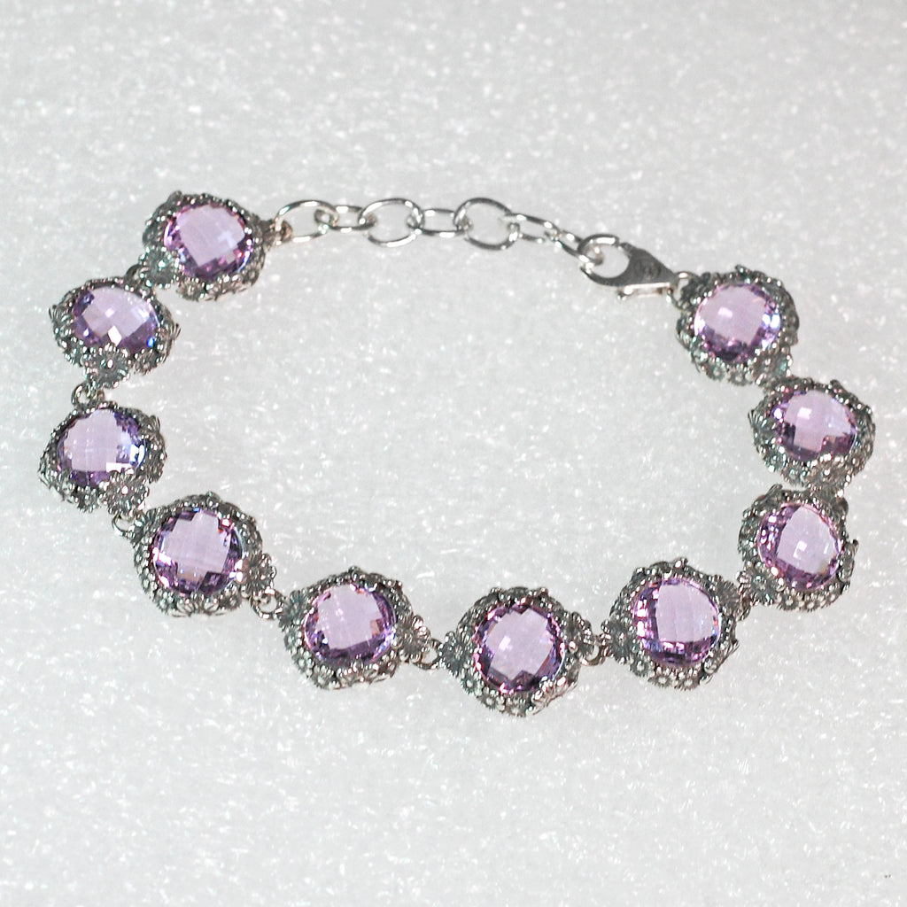 Bracciale Margherite In Argento 925/000 E Quarzi Idrotermali.