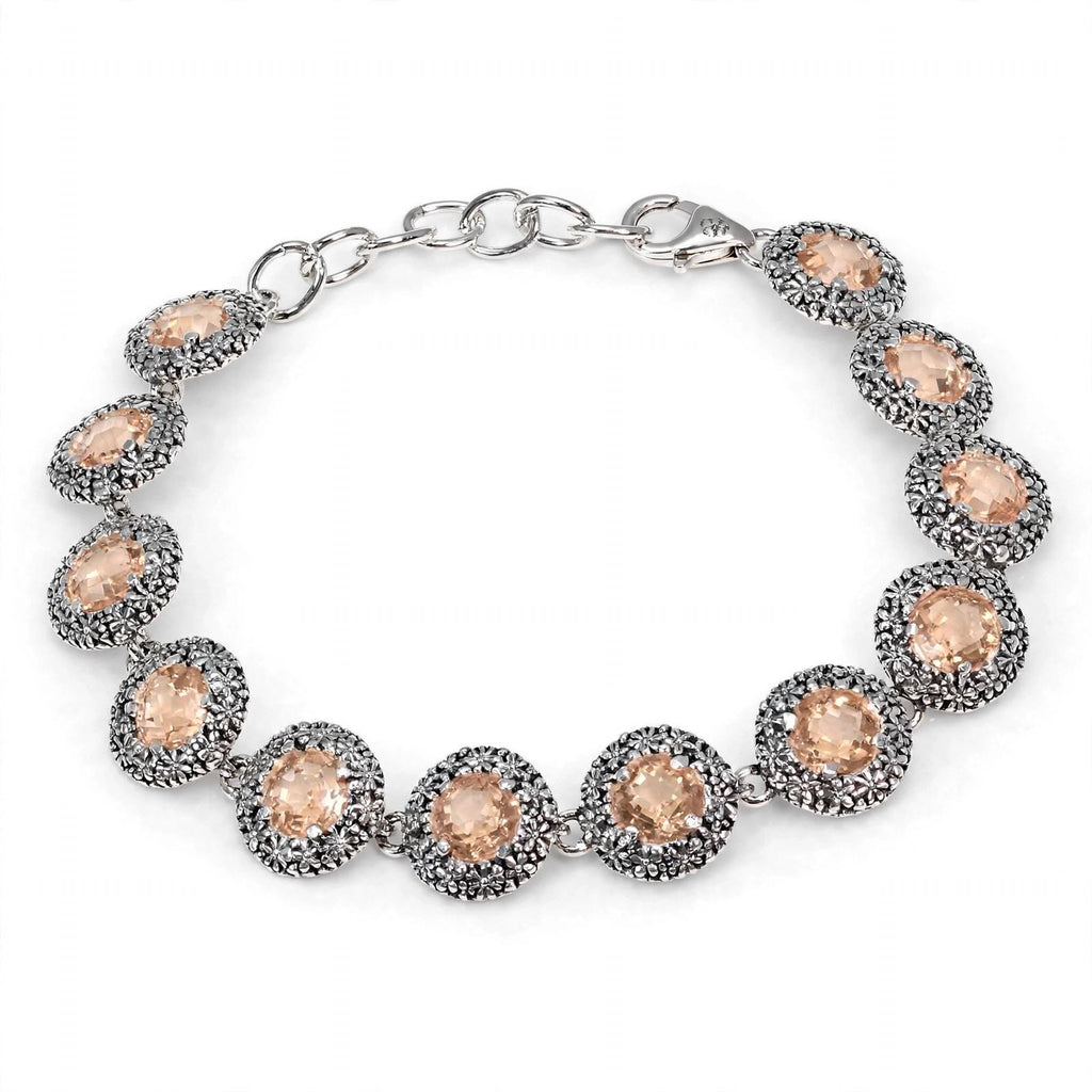 Bracciale Margherite In Argento 925/000 E Quarzi Idrotermali.