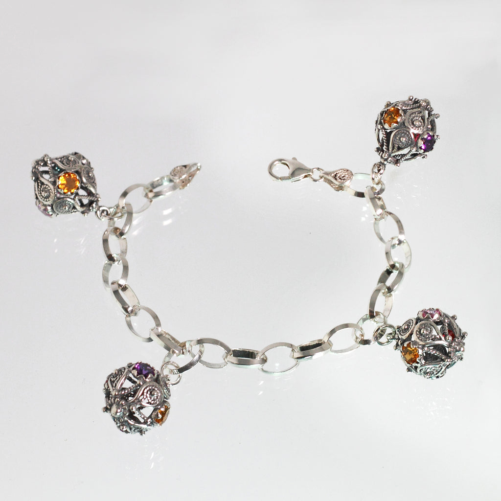 Bracciale Jennacca in Argento 925/000 e Quarzi Colorati.