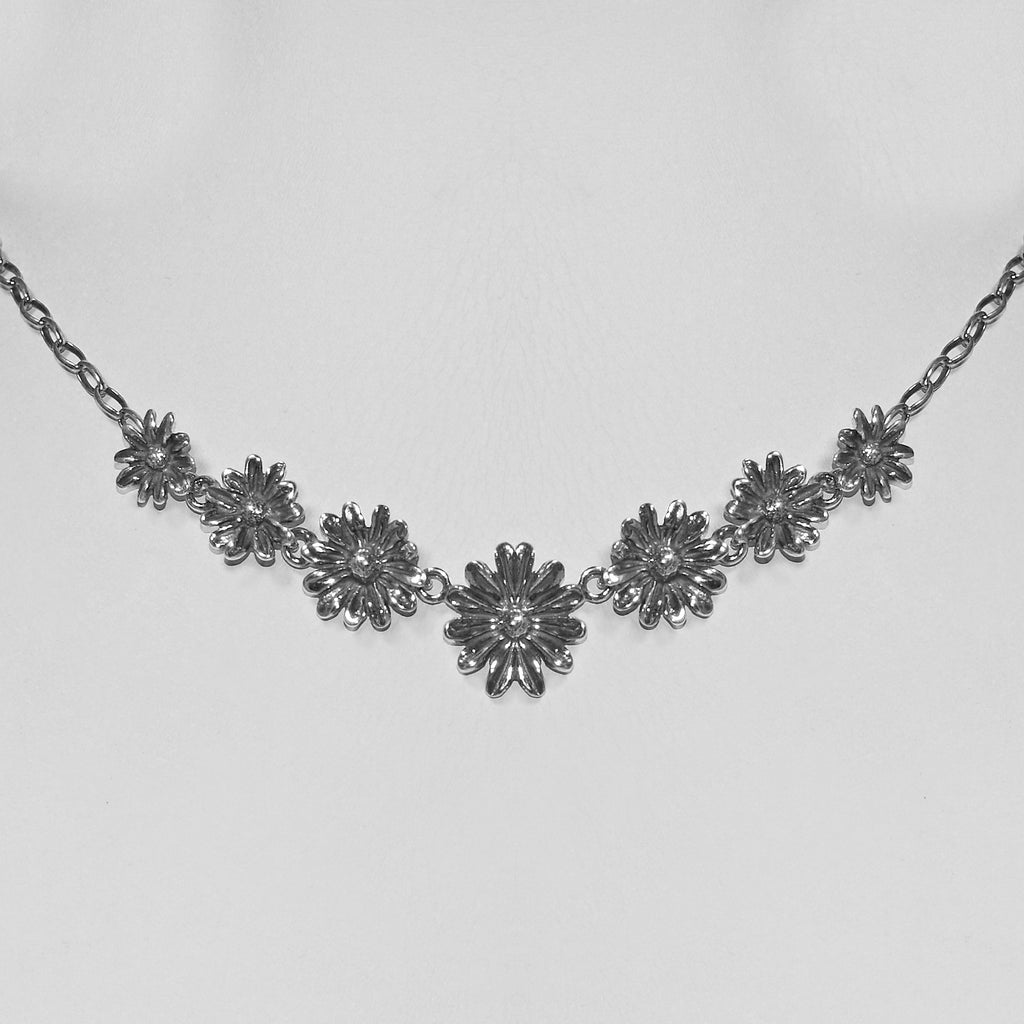 Collana Margherite In Argento 925/000.