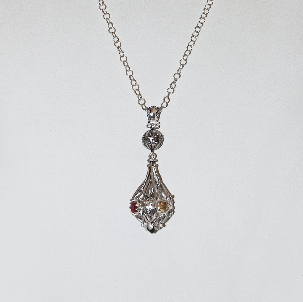 Pendente Jennacca in Argento 925/000 e Quarzi Colorati.