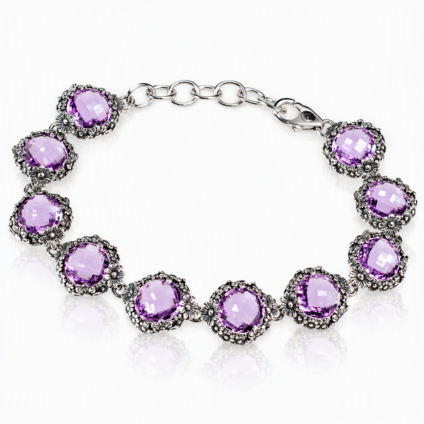 Bracciale Margherite In Argento 925/000 E Quarzi Idrotermali.