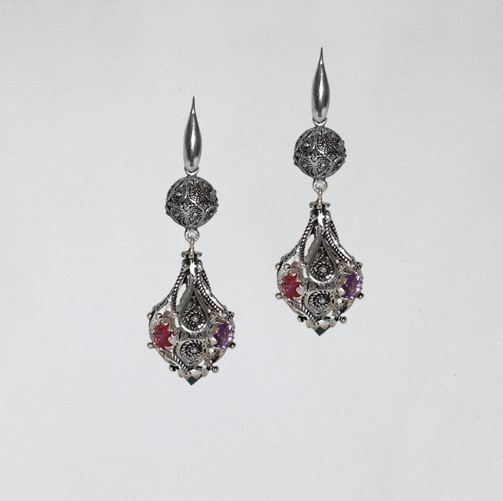 Orecchini Jennacca in Argento 925/000 e Quarzi Colorati.