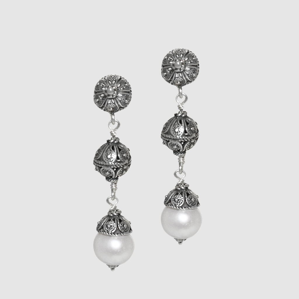 Orecchini Jennacca in Argento 925/000 e Perle Naturali.