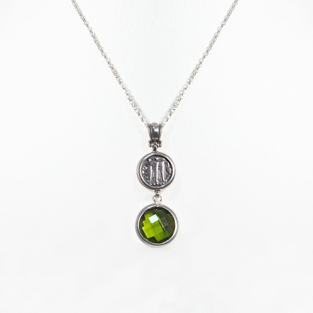 Pendente con pietra colorata e Moneta Statere in Argento 925/000
