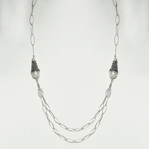 Collana Maschere Apotropaiche in Argento 925/000 e Perle.