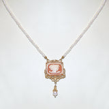 Collana Cammeo In Argento 925/000 Dorato e Perle.