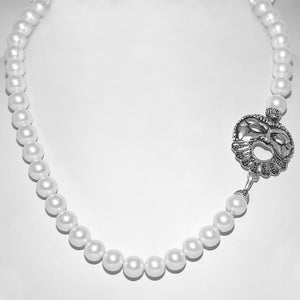 Collana Maschera Apotropaica in Argento 925/000 e Perle.